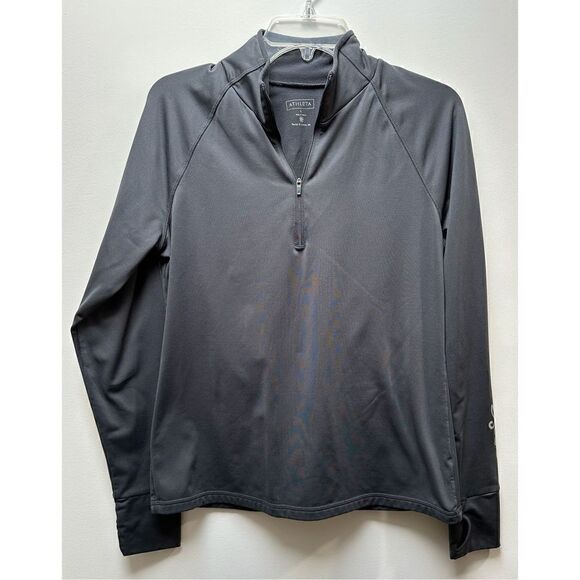Athleta women’s long sleeve gray pullover athletic jacket reflective L #25-0674 - Picture 1 of 8